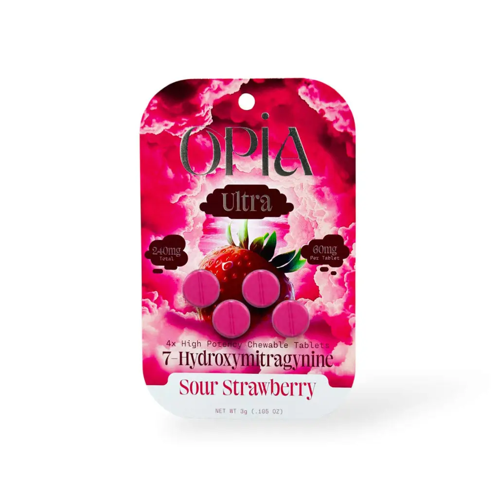 Opia Ultra 7-OH High Potency Chewable Tablets Sour Strawberry 60mg.webp