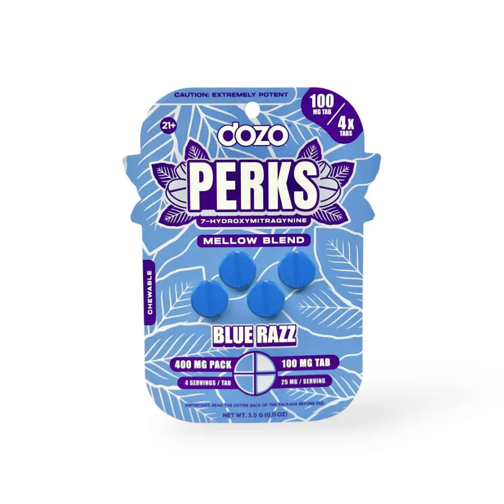 Dozo Perks Extreme Potency 7-OH Mellow Blue Razz 100mg.webp