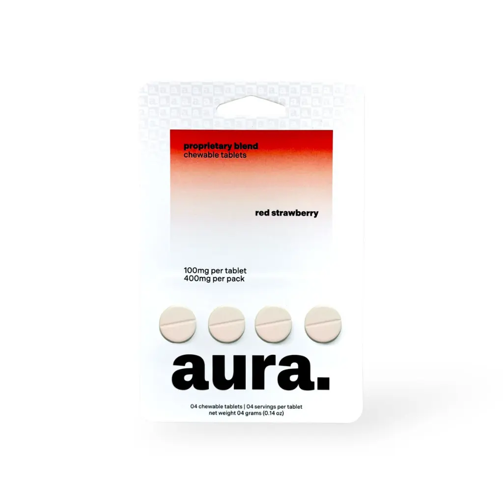 aura. Proprietary Blend Chewable Tablets Red Strawberry 100mg.webp