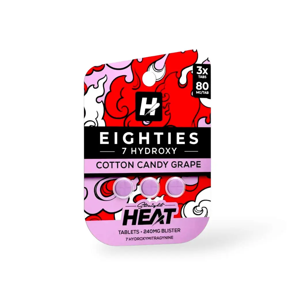 Straight Heat Eighties 7-Hydroxy Chewable Tablets Cotton Candy Grape 80mg-3ct.webp