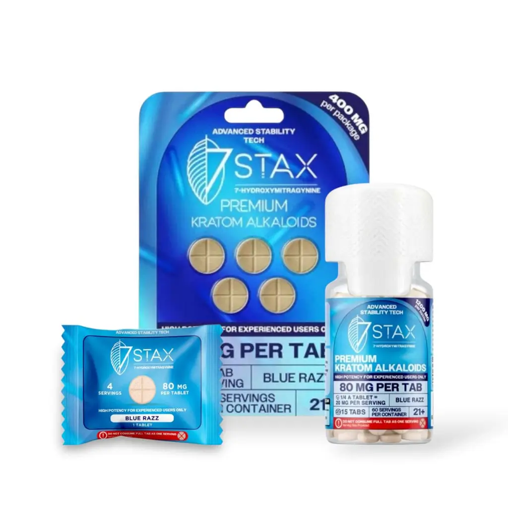 7 Stax 7 Hydroxymitragynine Tablets Blue Razz 80mg-All.webp