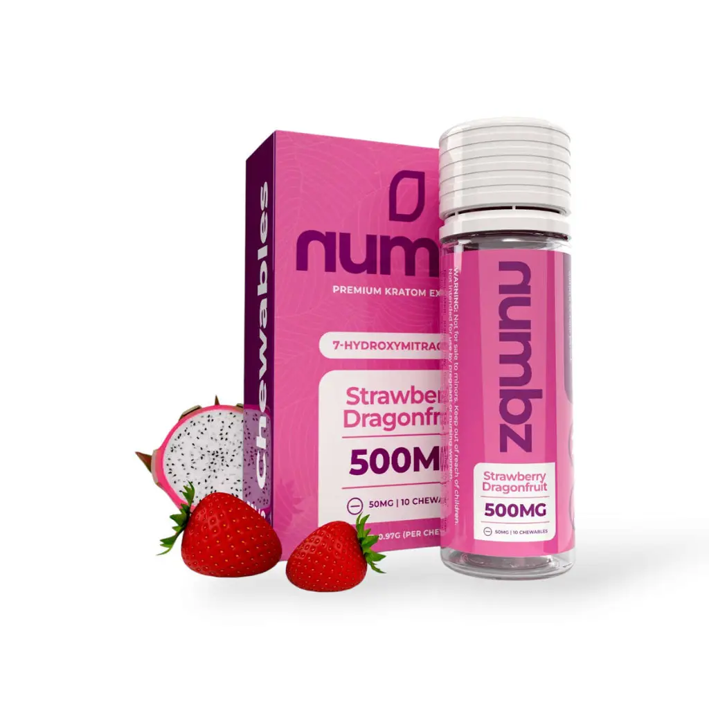 numbz 7-OH + Minor Alkaloids Chewable Tablets Strawberry Dragonfruit  50mg-10ct.webp