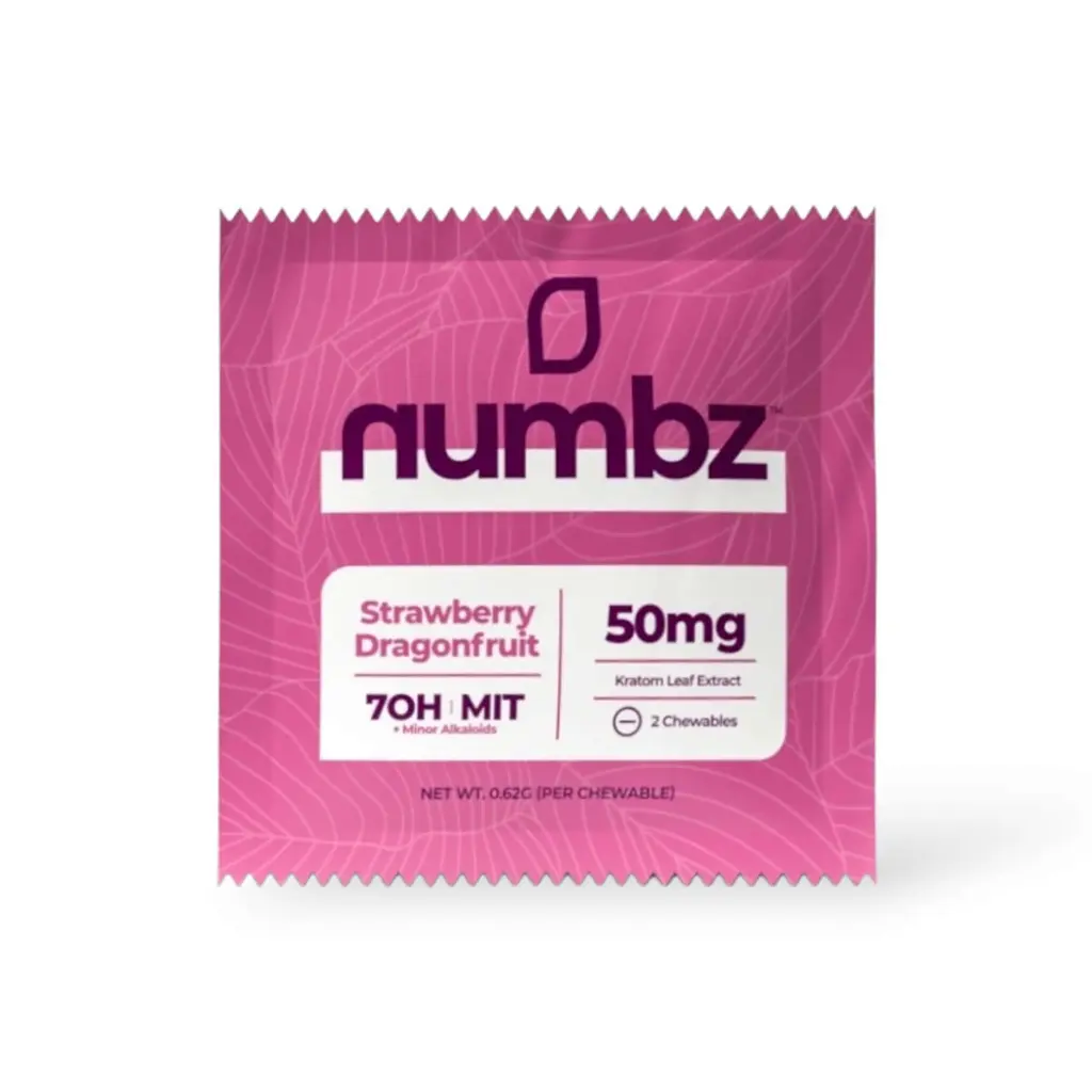 numbz 7-OH + Minor Alkaloids Chewable Tablets Strawberry Dragonfruit  50mg-2ct.webp