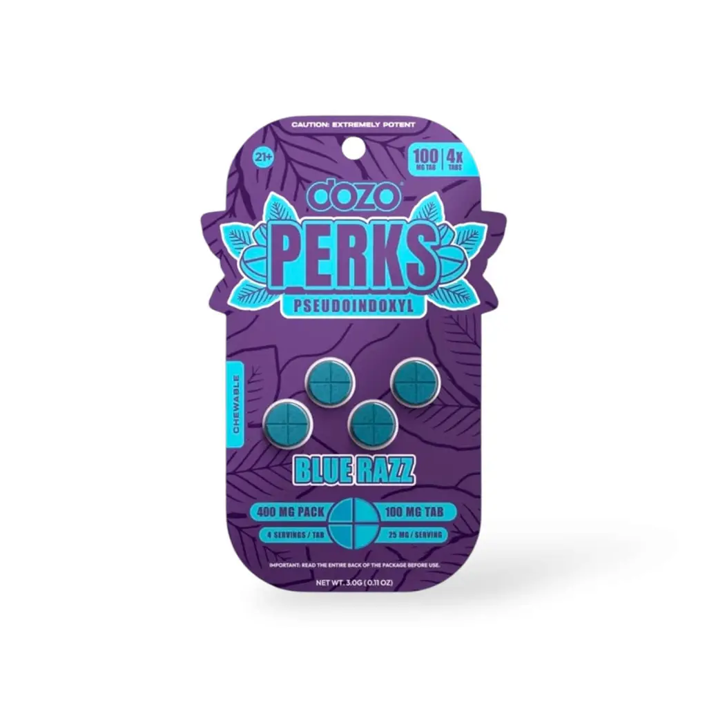 Dozo Perks Extremely Potent Pseudoindoxyl Chewable Tablet Blue Razz 100mg.webp