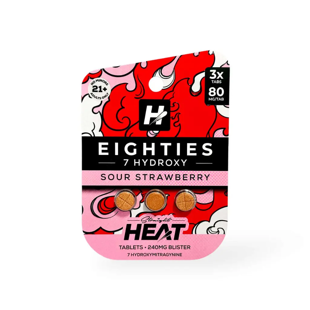 Straight Heat Eighties 7-Hydroxy Chewable Tablets Sour Strawberry 80mg- 3cct.webp