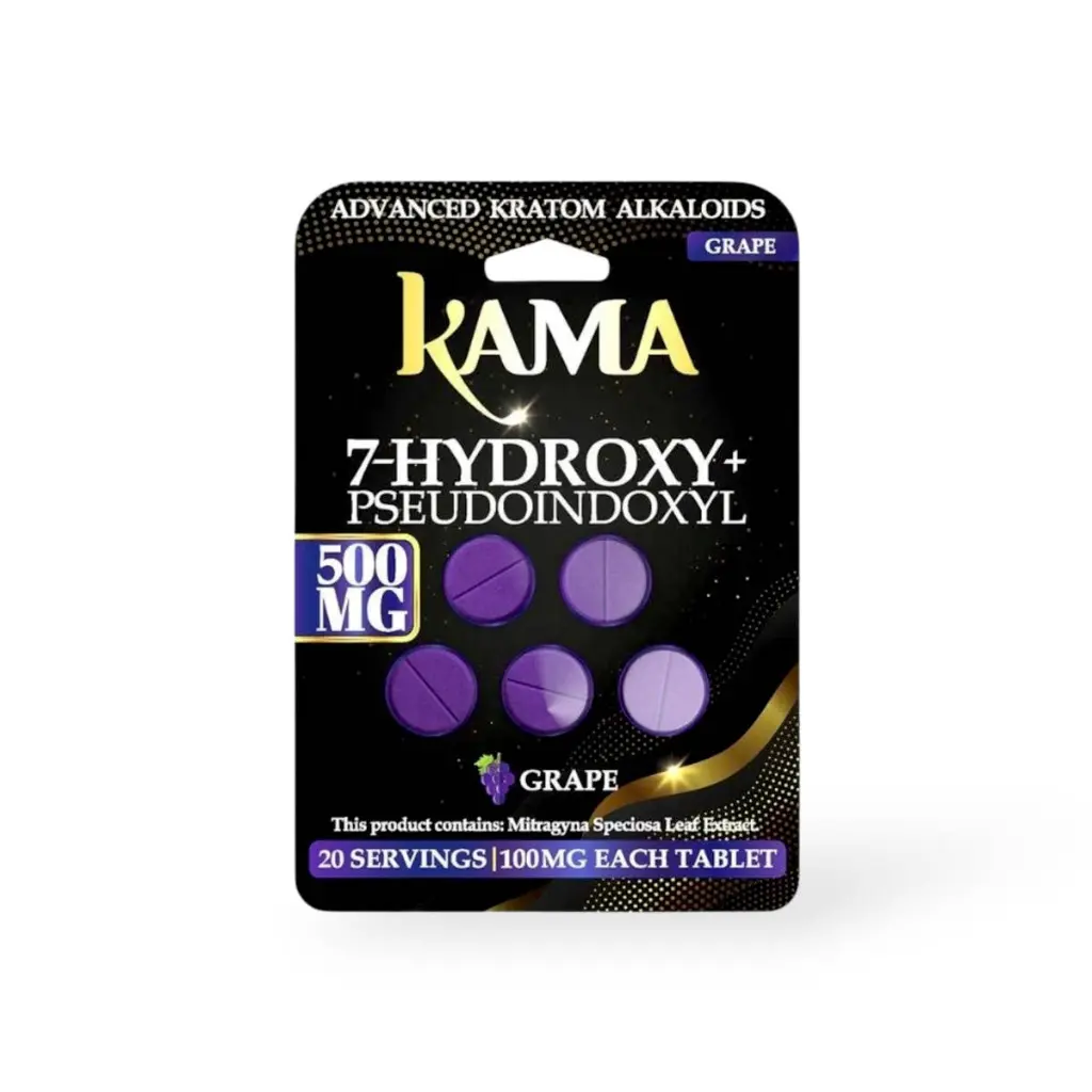 Kama 7 Hydroxy + Pseudoindoxyl Chewable Tablets Black Grape 100mg- 5ct.webp
