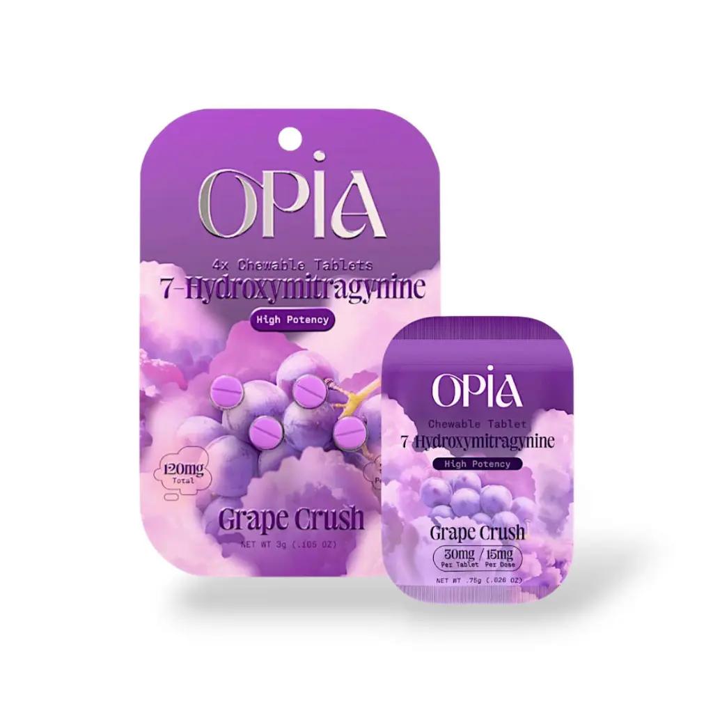 Opia 7-Hydroxy High Potency Chewable Tablets Grape Crush 30mg- Both.webp