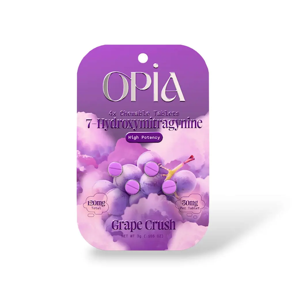 Opia 7-Hydroxy High Potency Chewable Tablets Grape Crush 30mg- 4ct.webp
