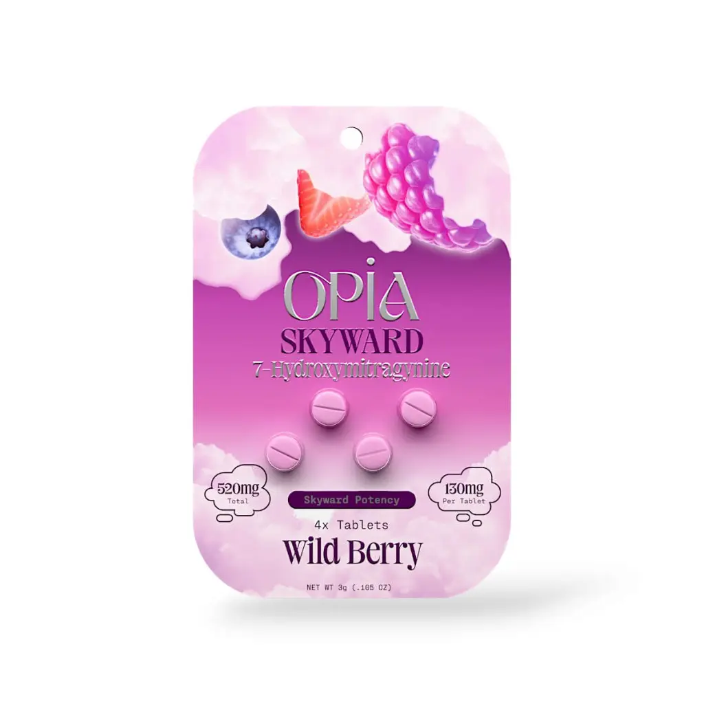 Opia Skyward 7-Hydroxymitragynine Wild Berry Chewable 130mg Tablet- 4ct.webp