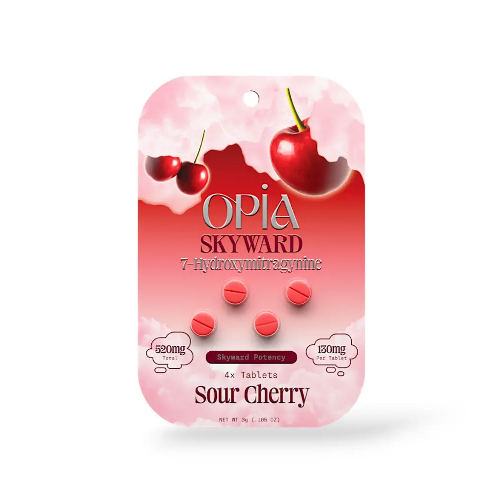 Opia Skyward 7-Hydroxymitragynine Sour Cherry Chewable 130mg Tablet- 4ct.webp