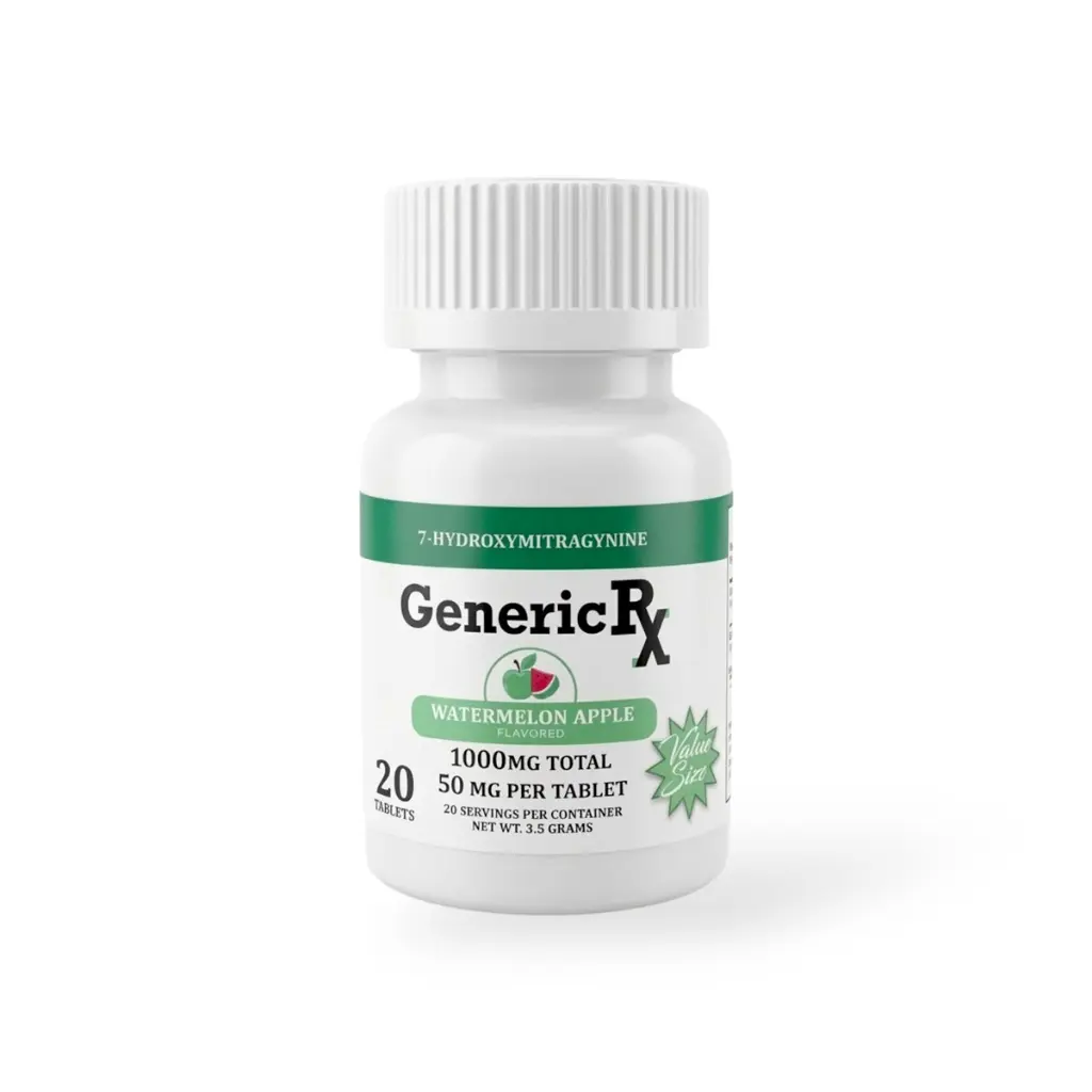 Generic RX 7-Hydroxymitragynine Chewable Watermelon Apple 50mg Tablet- 20ct.webp