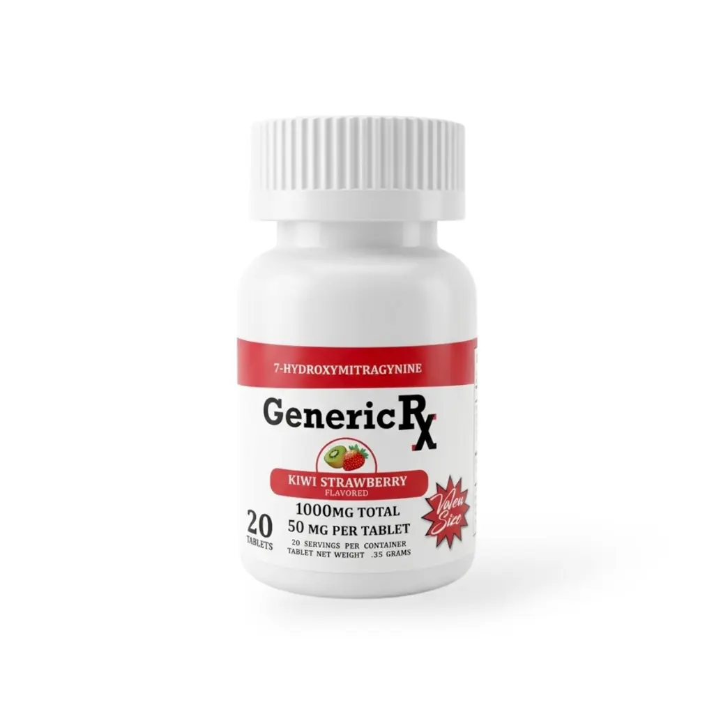 Generic RX 7-Hydroxymitragynine Chewable Kiwi Strawberry 50mg Tablet- 20ct.webp