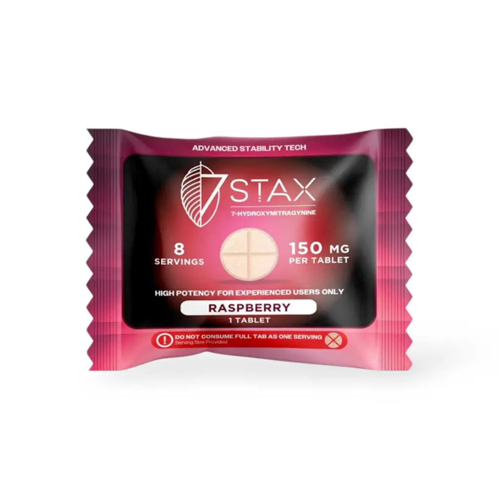 7 Stax 7-Hydroxymitragynine Raspberry Chewable 150mg Tablet- 1ct.webp