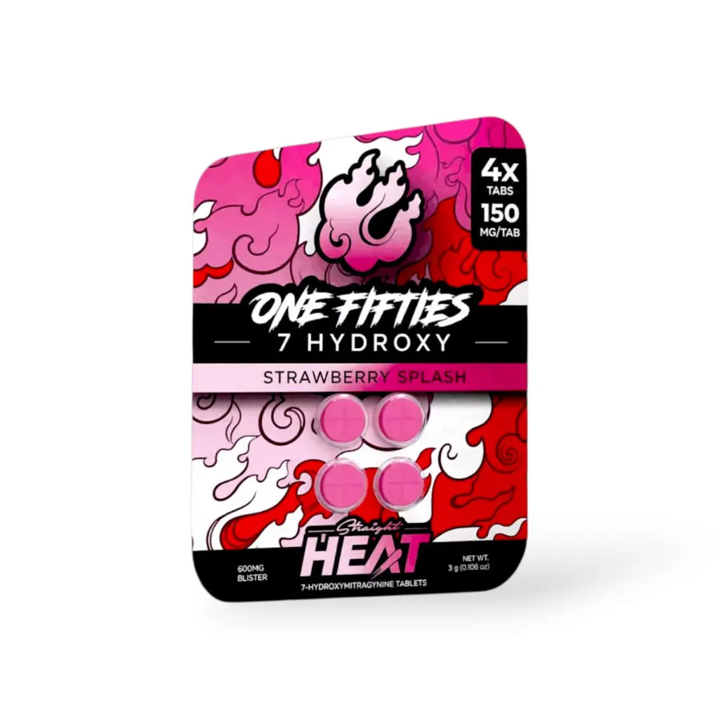 Straight Heat One Fifties 7-Hydroxy Chewable Tablets Strawberry Splash 150mg- 4ct.webp