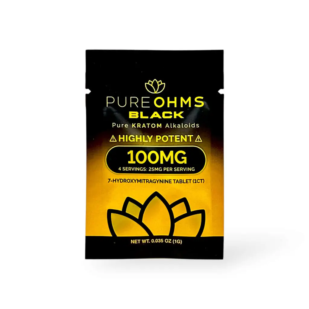 Pure Ohms Black Highly Potent 7-Hydroxymitragynine Tablet 100mg Box- 1ct.webp