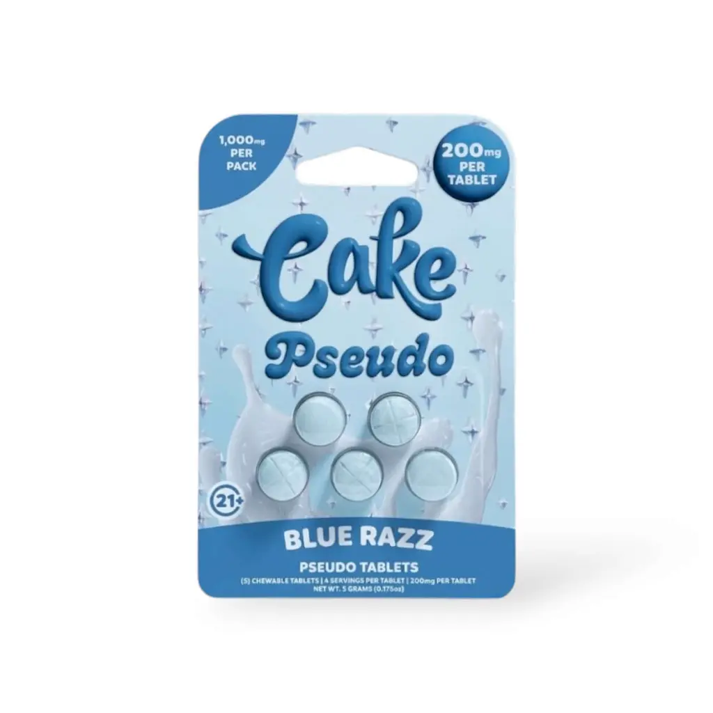 Cake Pseudo Chewable Tablets Blue Razz 200mg- 5ct.webp