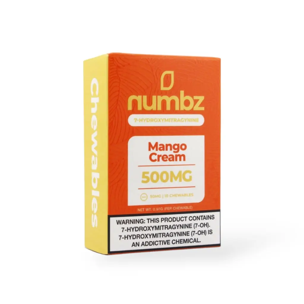 numbz 7- Hydroxymitragynine Chewable Mango Cream 50mg Tablet- 10ct.webp