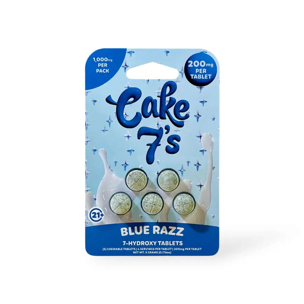 Cake 7's  7-Hydroxy Chewable Tablets Blue Razz 200mg- 5ct.webp