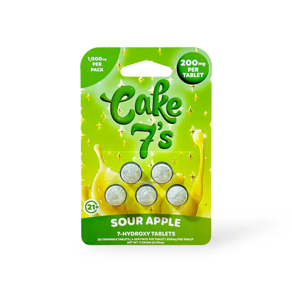 Cake 7's  7-Hydroxy Chewable Tablets Sour Apple 200mg- 5ct.webp
