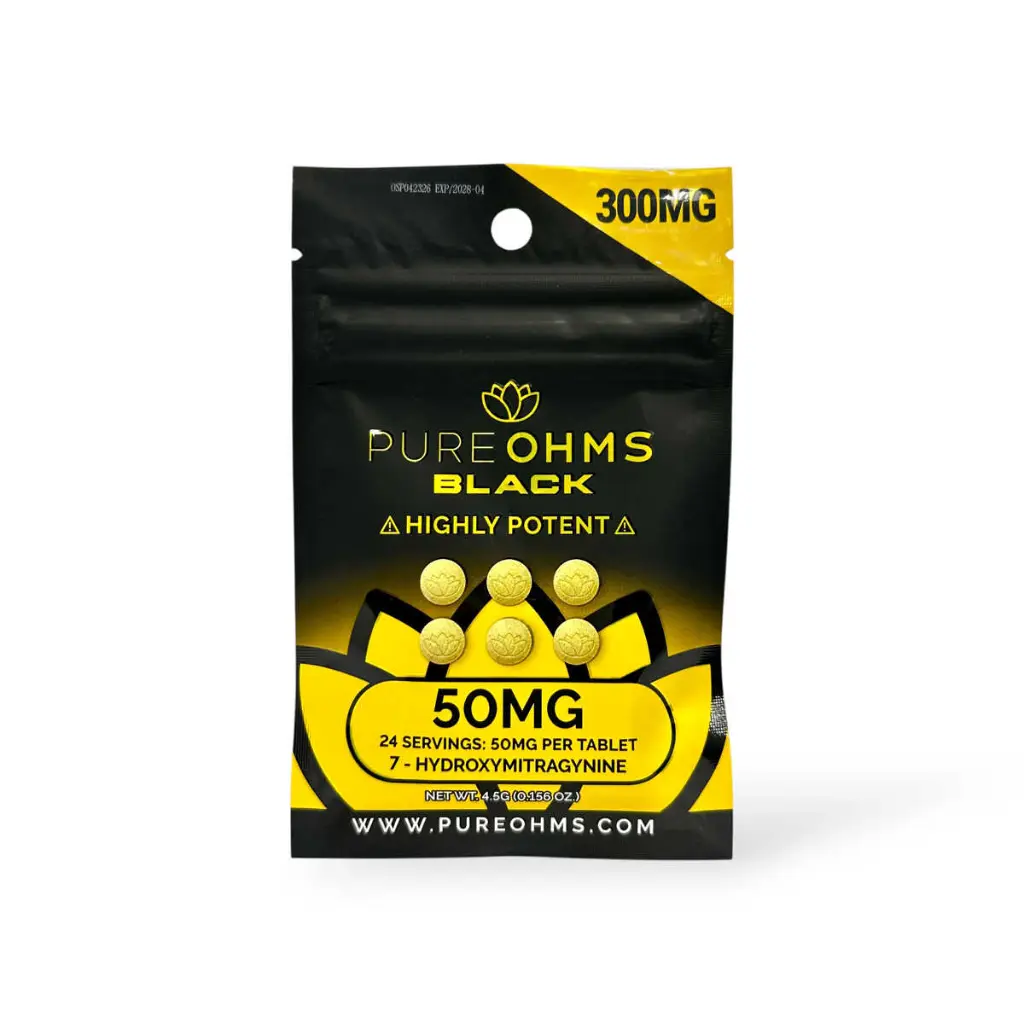 Pure Ohms Black Highly Potent 7-Hydroxymitragynine Tablet 50mg- 6ct.webp