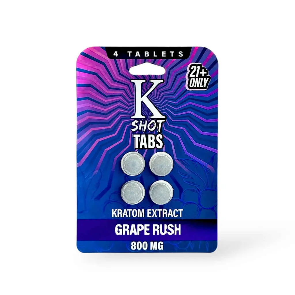 K Shot Tabs Kratom Extract Tablets Grape Rush 200mg- 4ct.webp