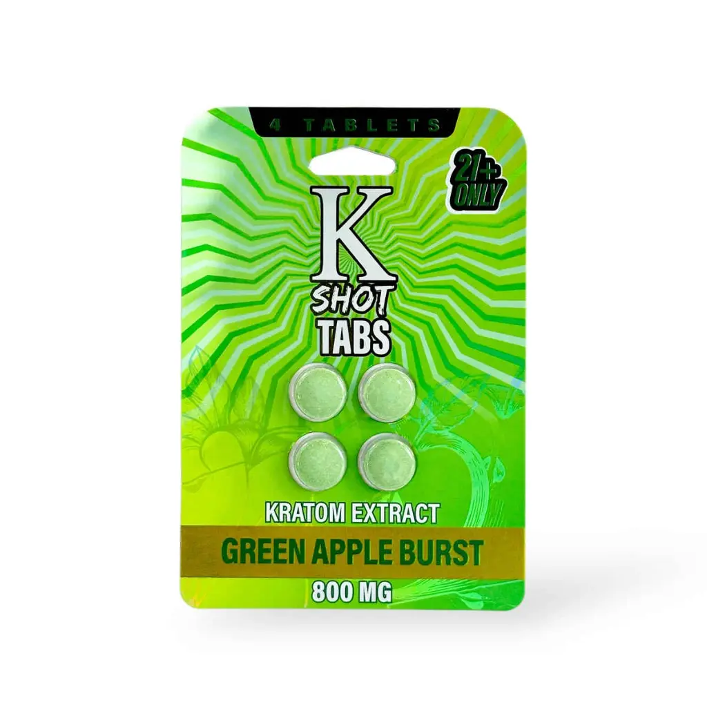 K Shot Tabs Kratom Extract Tablets Green Apple Burst 200mg- 4ct.webp