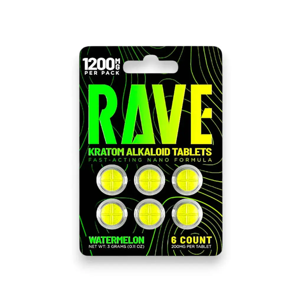 Rave Kratom Alkaloid Chewable Tablets Watermelon 200mg- 6ct.webp