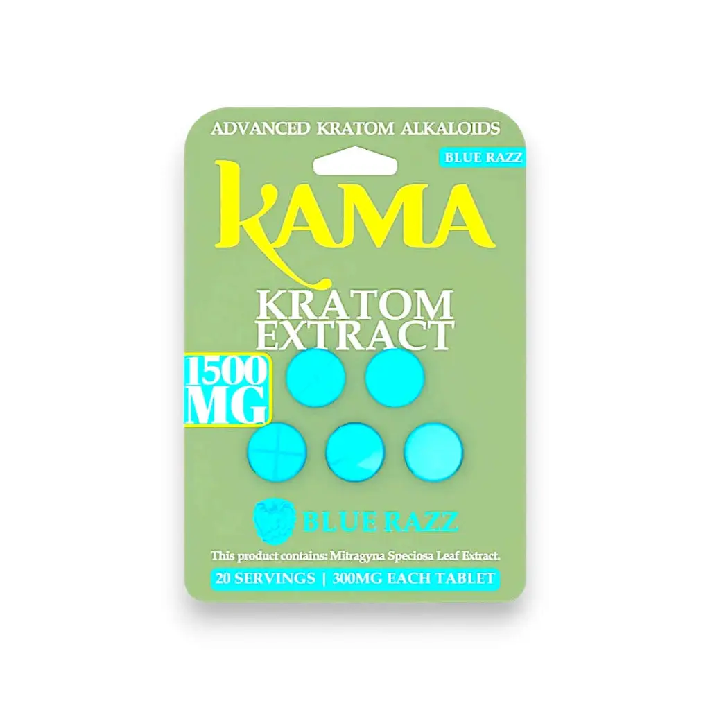 Kama Kratom Extract Chewable Tablets Blue Razz 300mg- 5ct.webp