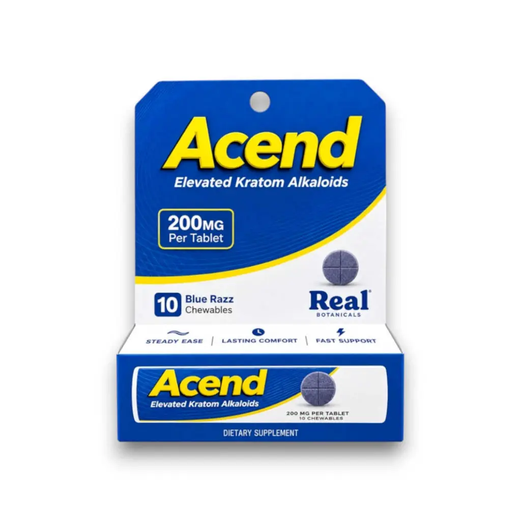 Acend Kratom Alkaloid Chewable Tablet Blue Razz 200mg- 10ct.webp
