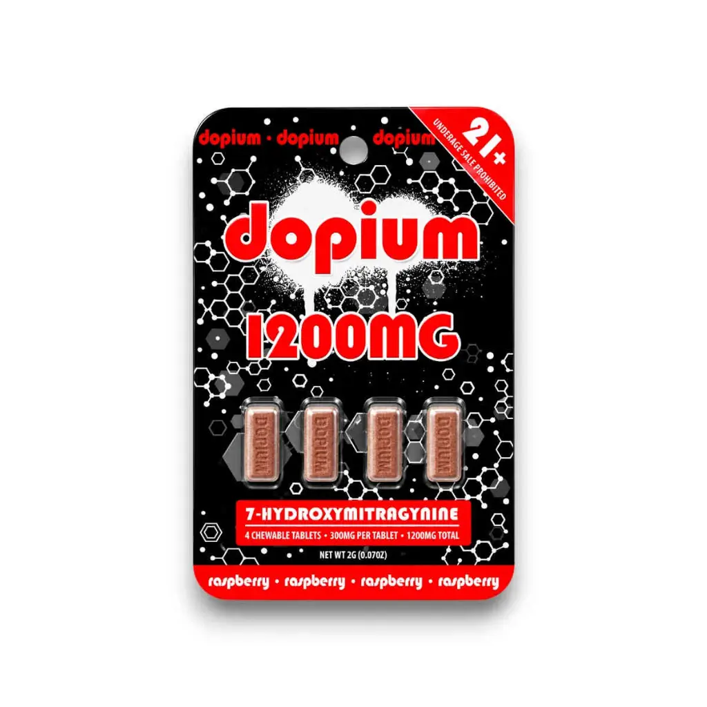 Dopium 7-Hydroxymitragynine Chewable Tablet Raspberry 300mg- 4ct.webp