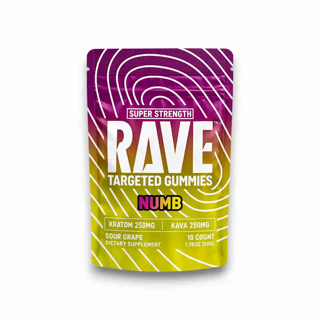 Rave Kratom Extract Gummies Numb Sour Grape 10ct 250mg- 10ct.webp