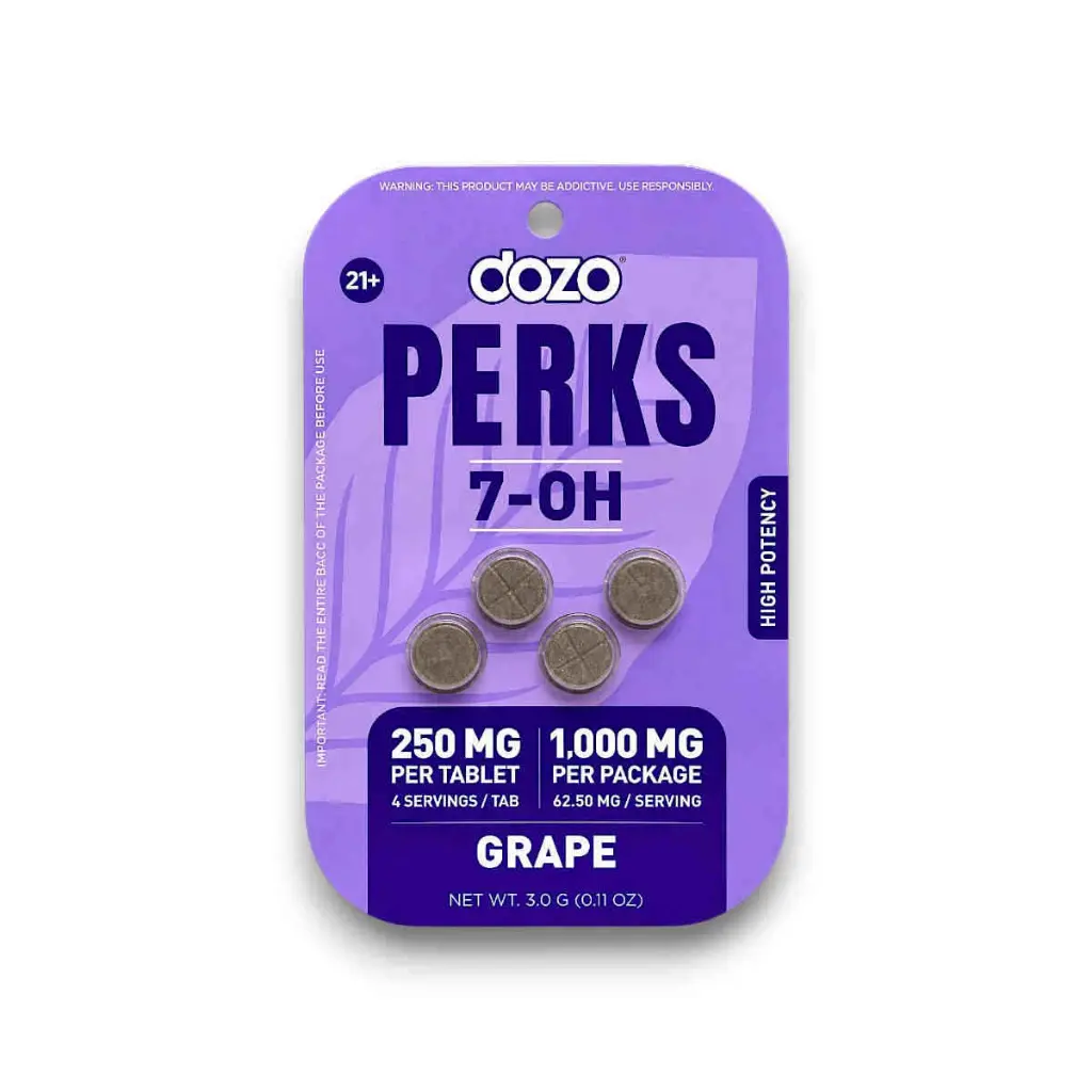 Dozo Perks 7-OH High Potency Chewable Tablets Grape 250mg- 4ct.webp