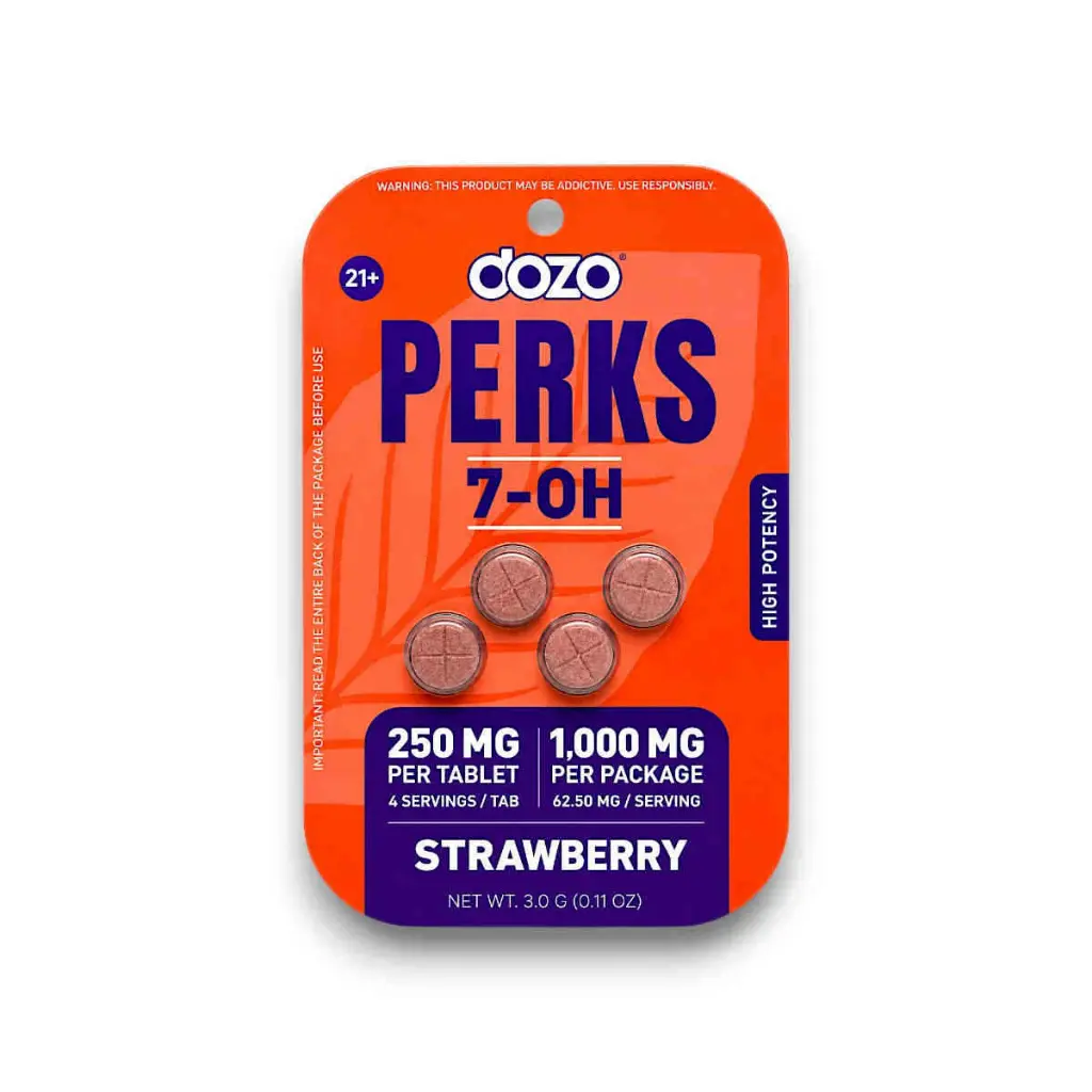 Dozo Perks 7-OH High Potency Chewable Tablets Strawberry 250mg 4ct.webp