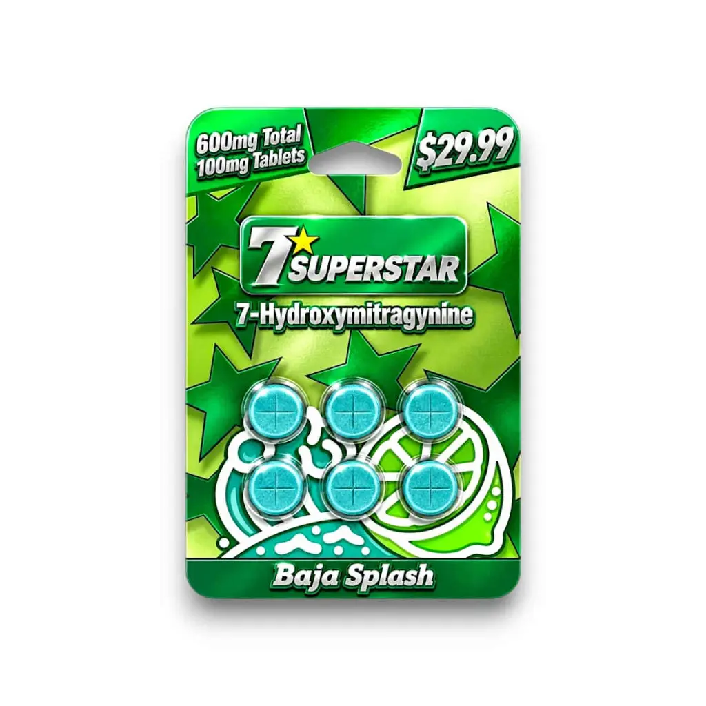 7 Superstar 7- Hydroxymitragynine Chewable Tablets Baja Splash 100mg- 6ct.webp
