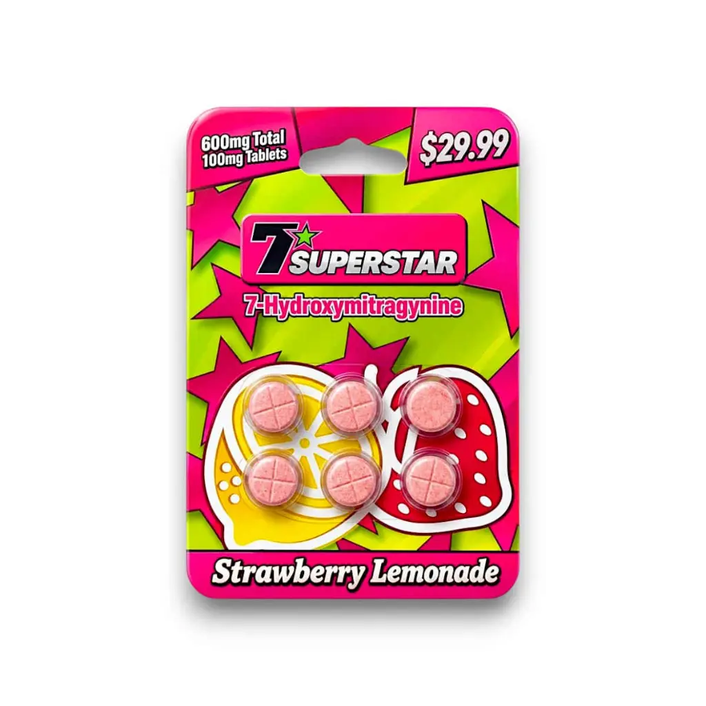 7 Superstar 7- Hydroxymitragynine Chewable Tablets Strawberry Lemonade 100mg- 6ct.webp