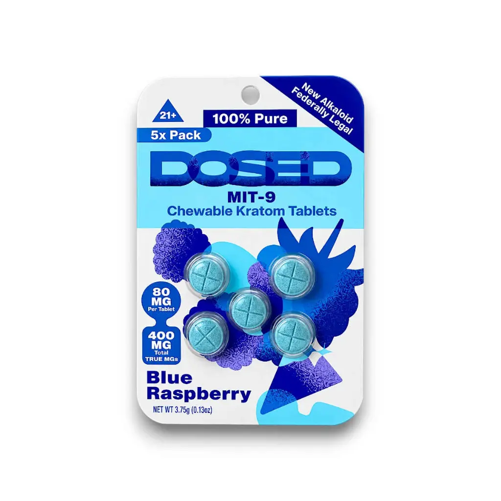 Dosed MIT- 9 Kratom Chewable Tablet Blue Raspberry 80mg- 5ct.webp