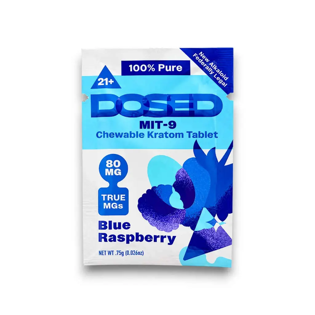 Dosed MIT- 9 Kratom Chewable Tablet Blue Raspberry 80mg- 1ct.webp