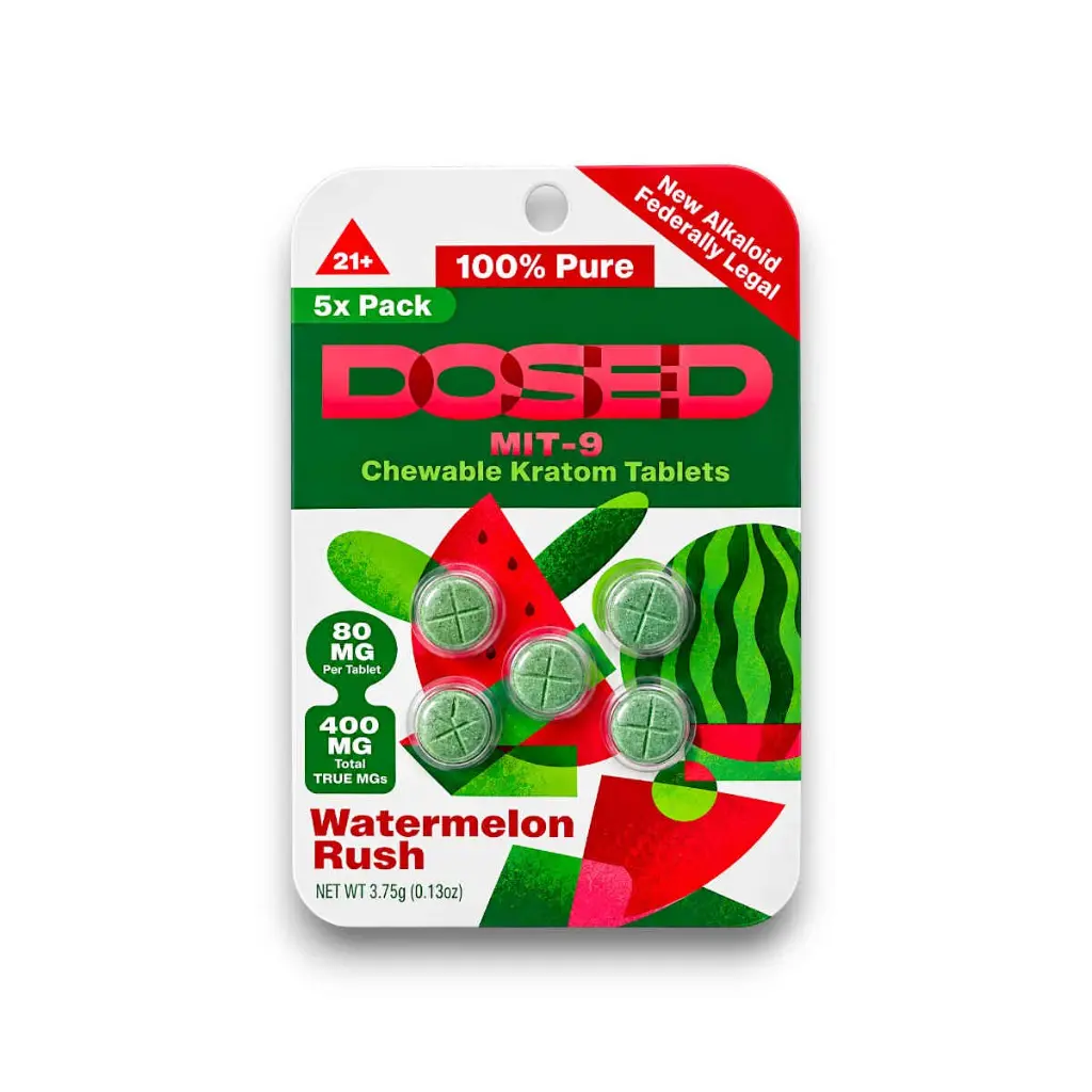 Dosed MIT- 9 Kratom Chewable Tablet Watermelon Rush 80mg- 5ct.webp