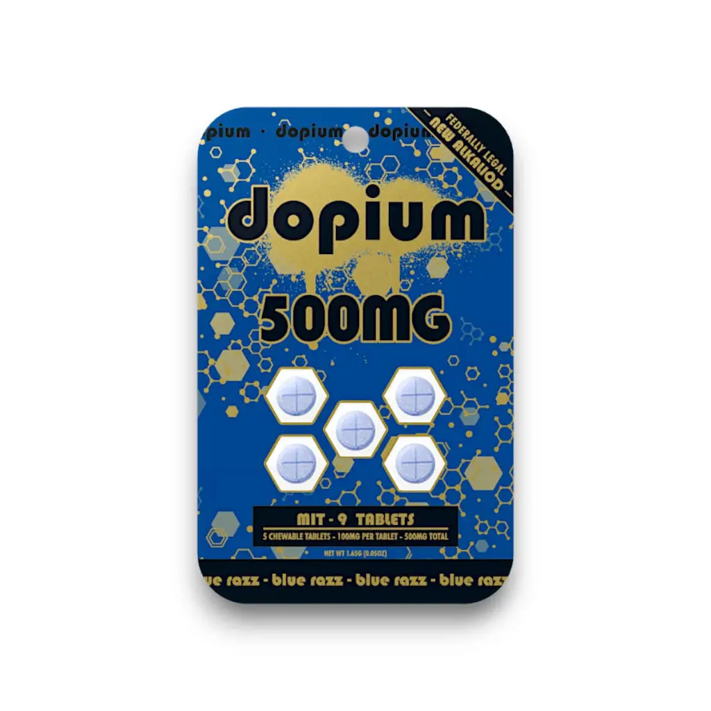 Dopium MIT 9 Chewable Tablet Blue Razz 100mg- 5ct.webp