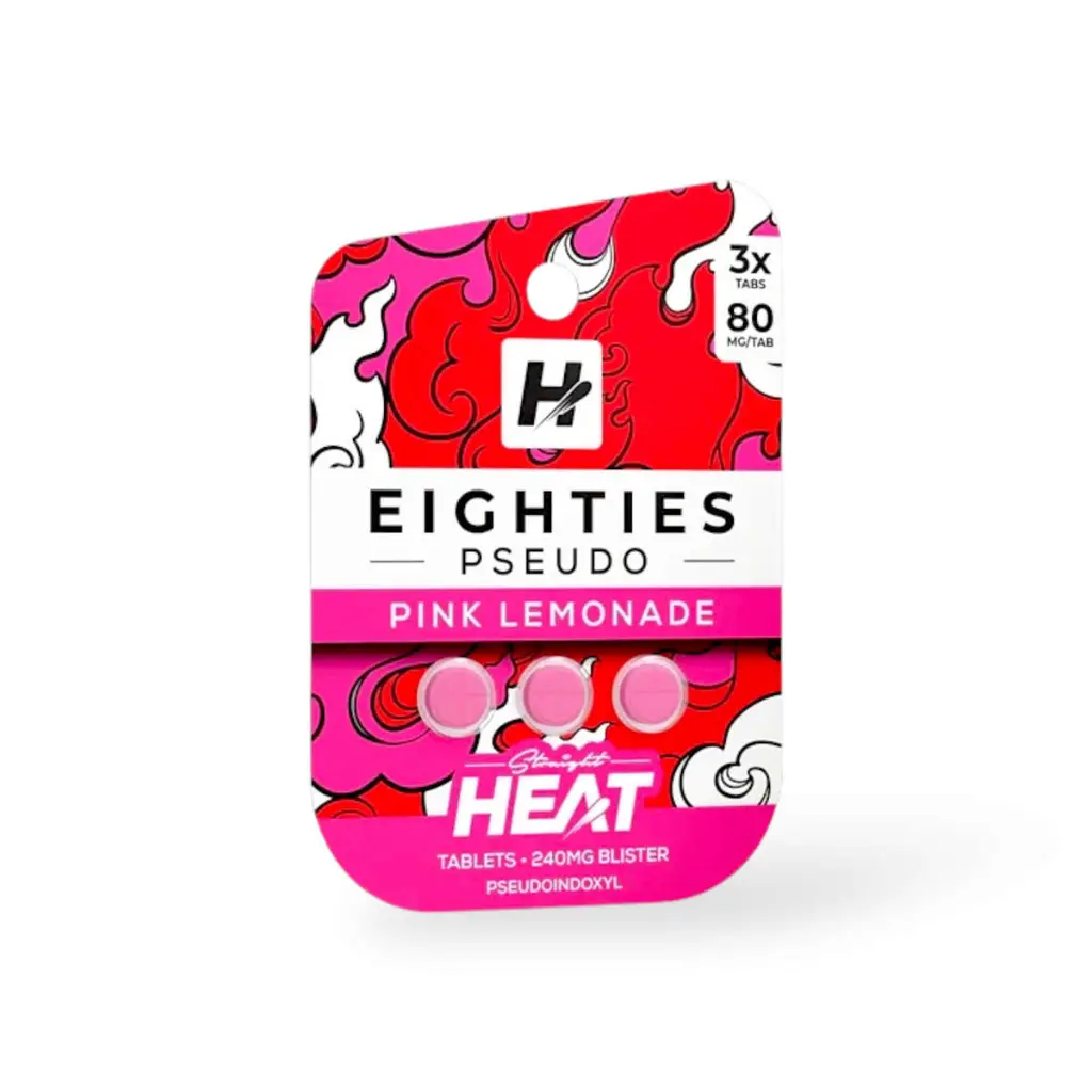 Straight Heat Eighties Pseudo Chewable Tablets Pink Lemonade 80mg-3ct.webp