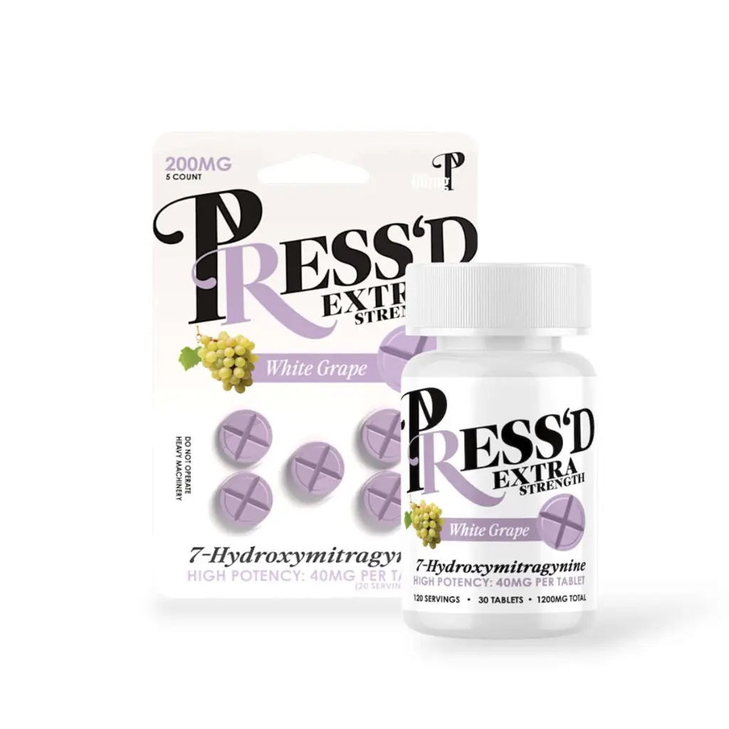 Press'D Kratom 7 Hydroxymitragynine Extra Strength Tablets White Grape 40mg-Both.webp
