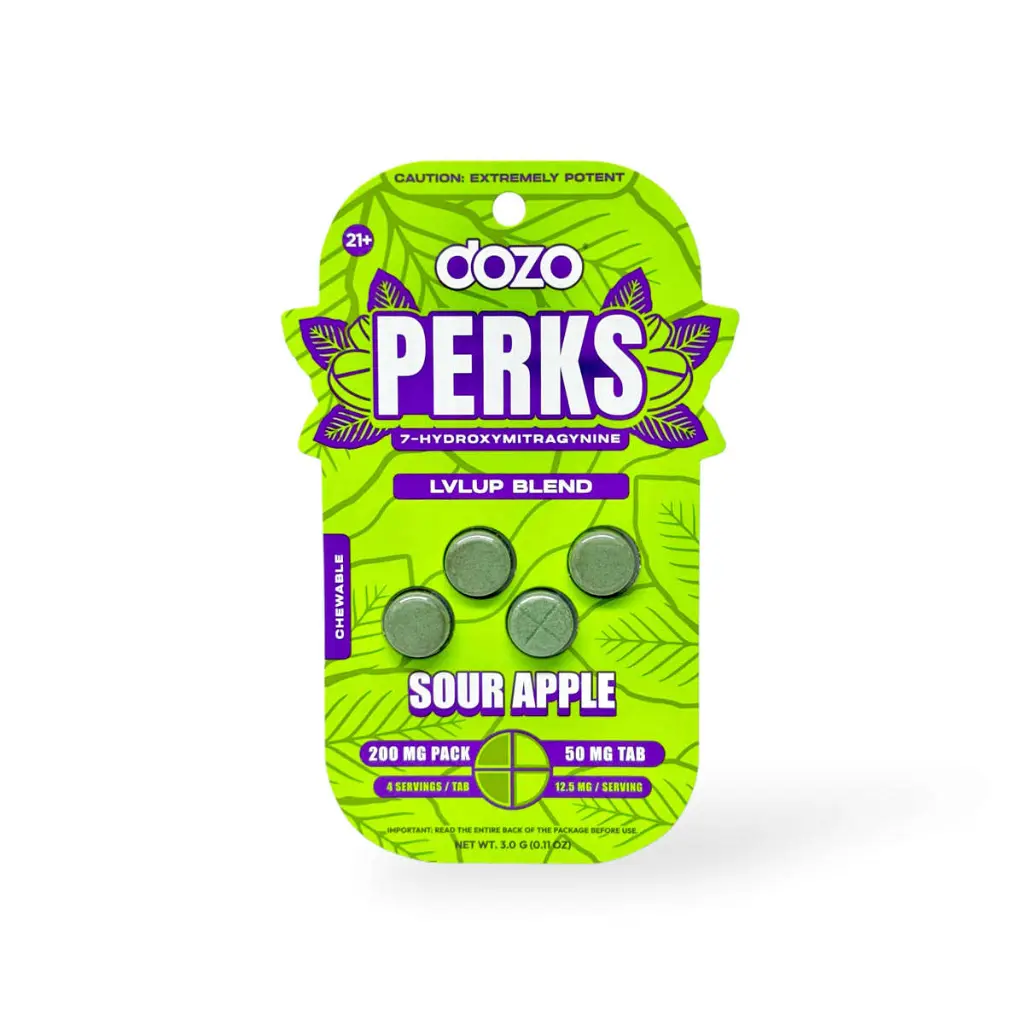 Dozo Perks Maximum Strength 7-OH LVLUP Sour Apple 50mg.webp
