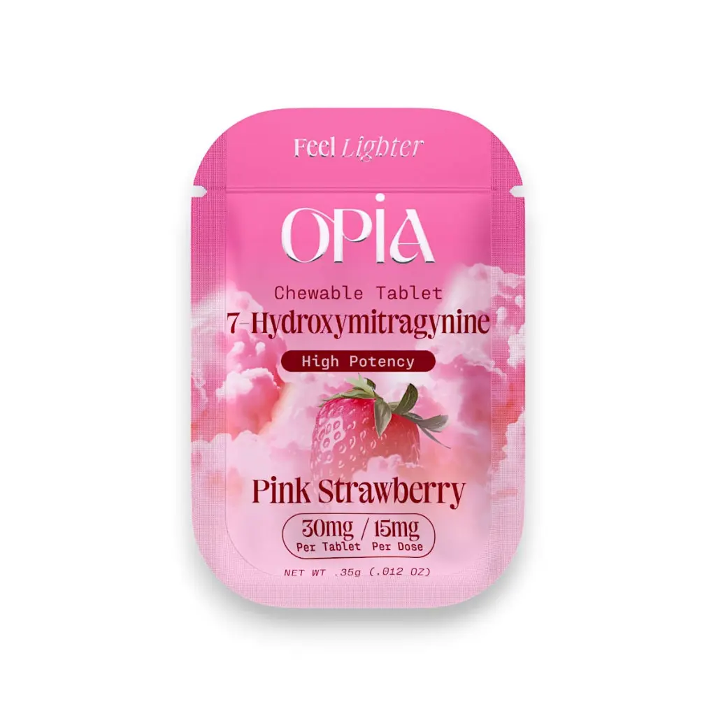 Opia 7 Hydroxymitragynine Chewable Tablets Pink Strawberry 30mg-1ct.webp