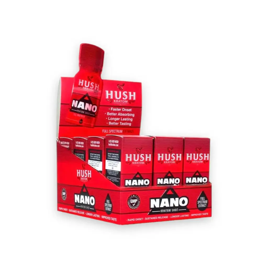 Hush Kratom Nano Extract Shot 10mL Display Box of 12