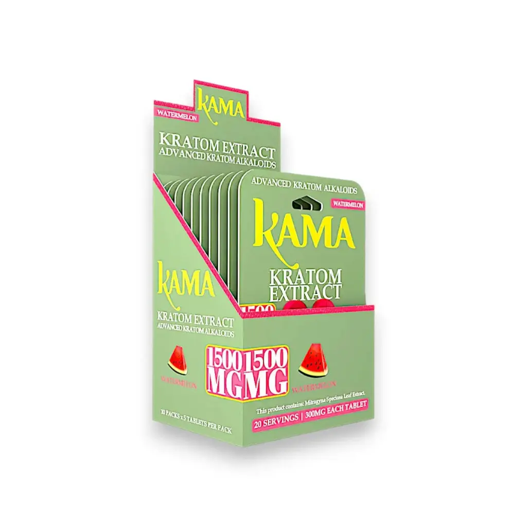 Kama Kratom Extract Chewable Tablets Watermelon 300mg Display Box of 10
