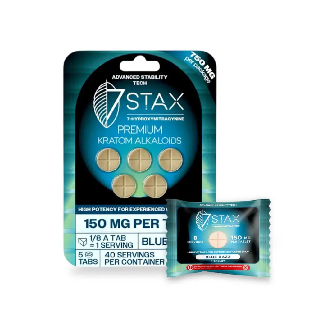 7 Stax 7-Hydroxymitragynine Blue Razz Chewable 150mg Tablet Display Box