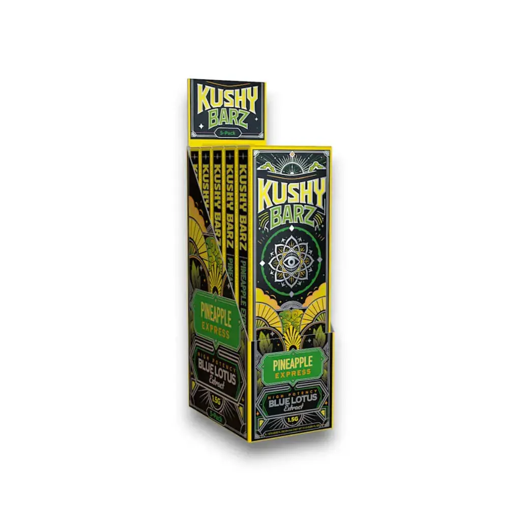 Kushy Barz Blue Lotus Disposable Vape Pineapple Express 1.5g Display Box of 5