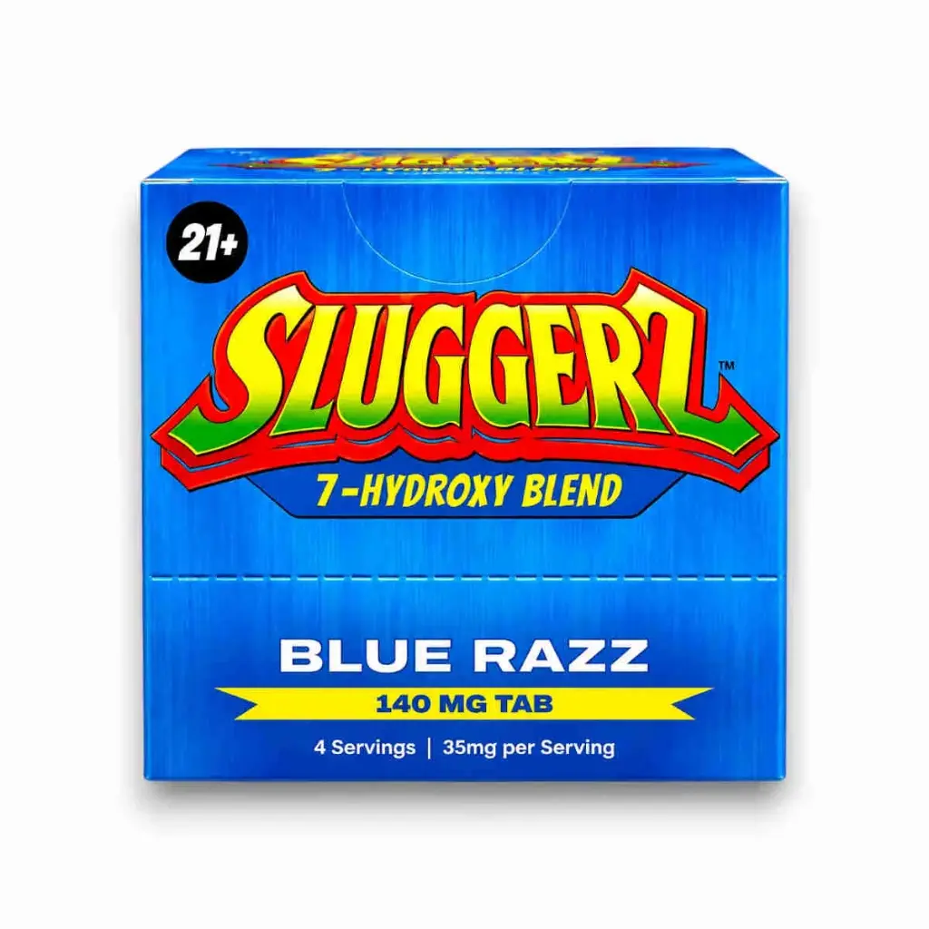 Sluggerz 7- Hydroxy Blend Chewable Tablet Blue Razz 140mg Display Box of 20