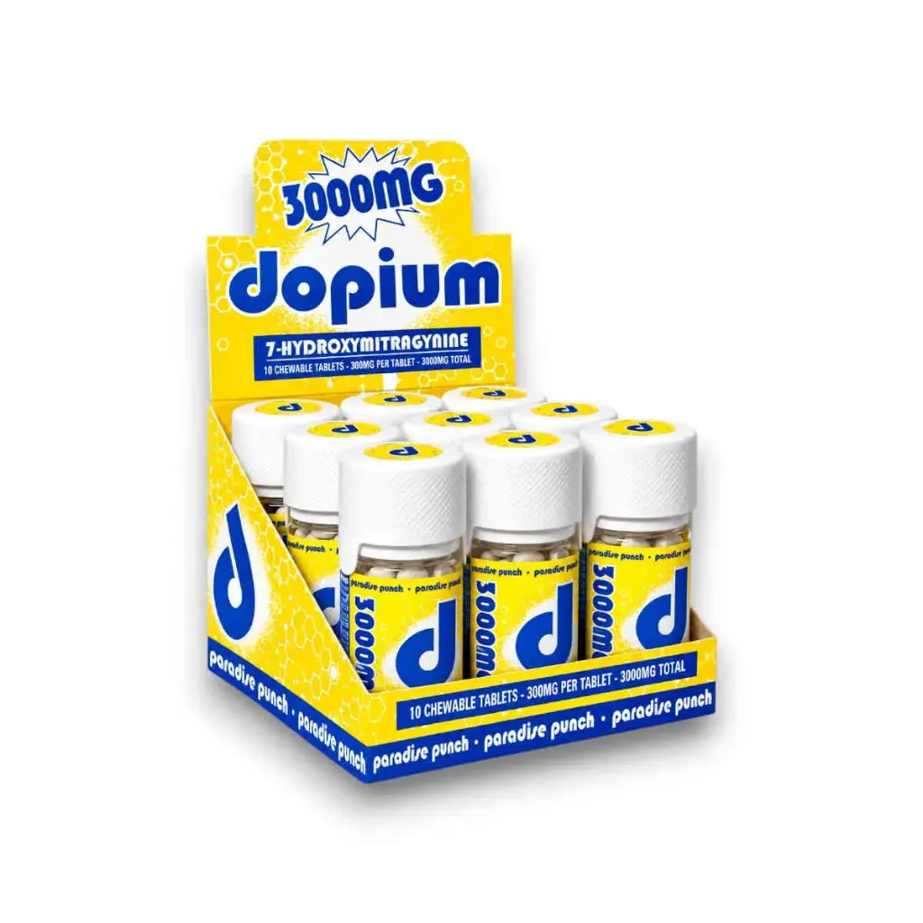 Dopium 7-Hydroxymitragynine Chewable Tablet Paradise Punch 300mg Display Box of 9