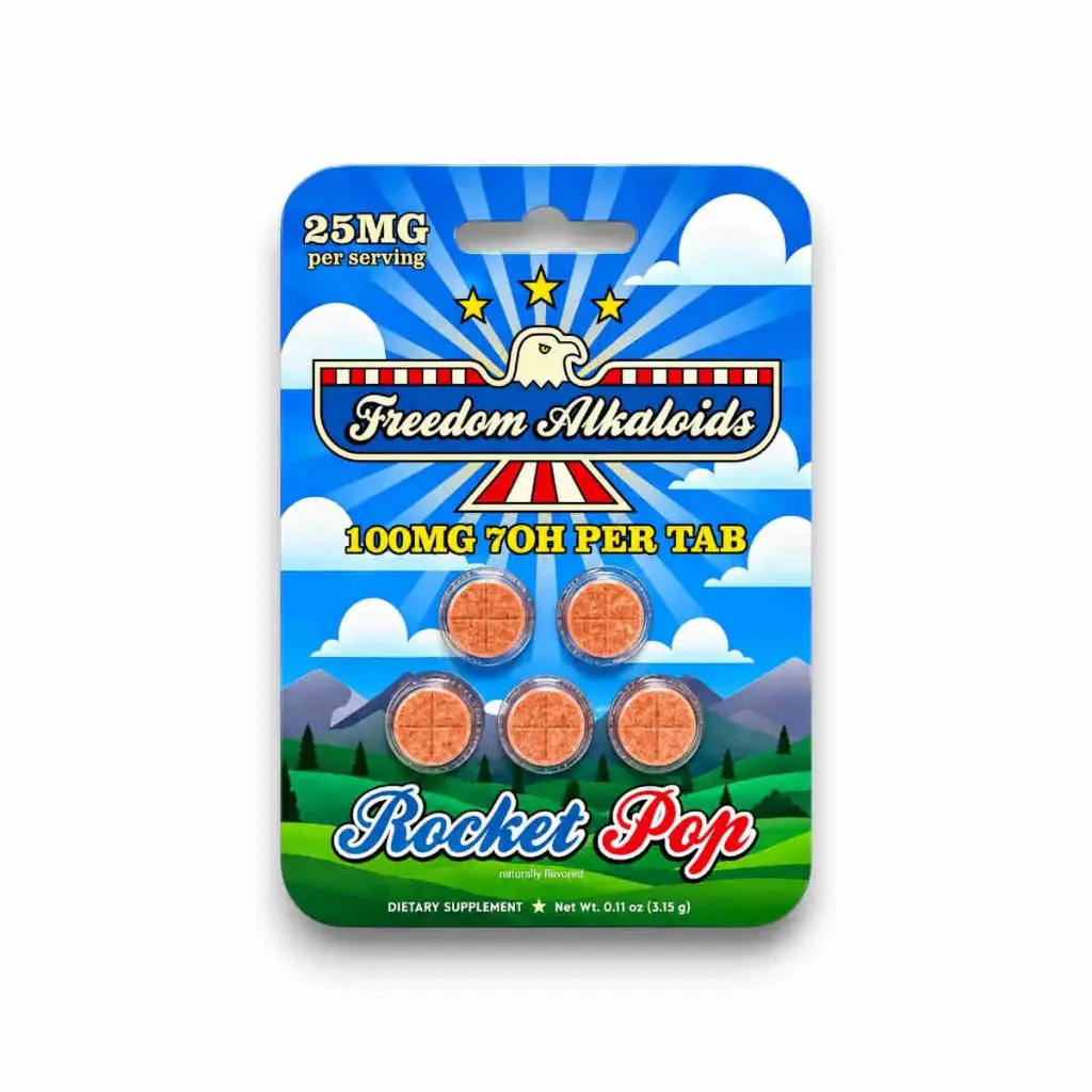 Freedom Alkaloids 7OH Chewable Tablets Rocket Pop 100mg Display Box